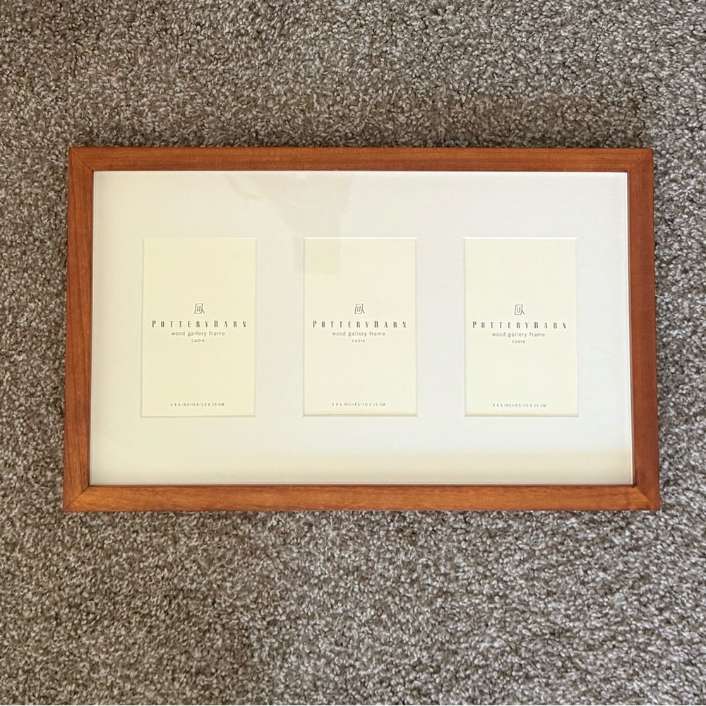 Pottery Barn Wood Gallery Frame | 4x6 Triple Frame | Warm Wood Minimalist Decor